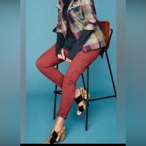 Cabi The Drifter Skinny Corduroy Cargo Stretch Pants Size 8 #3566 Rust Red